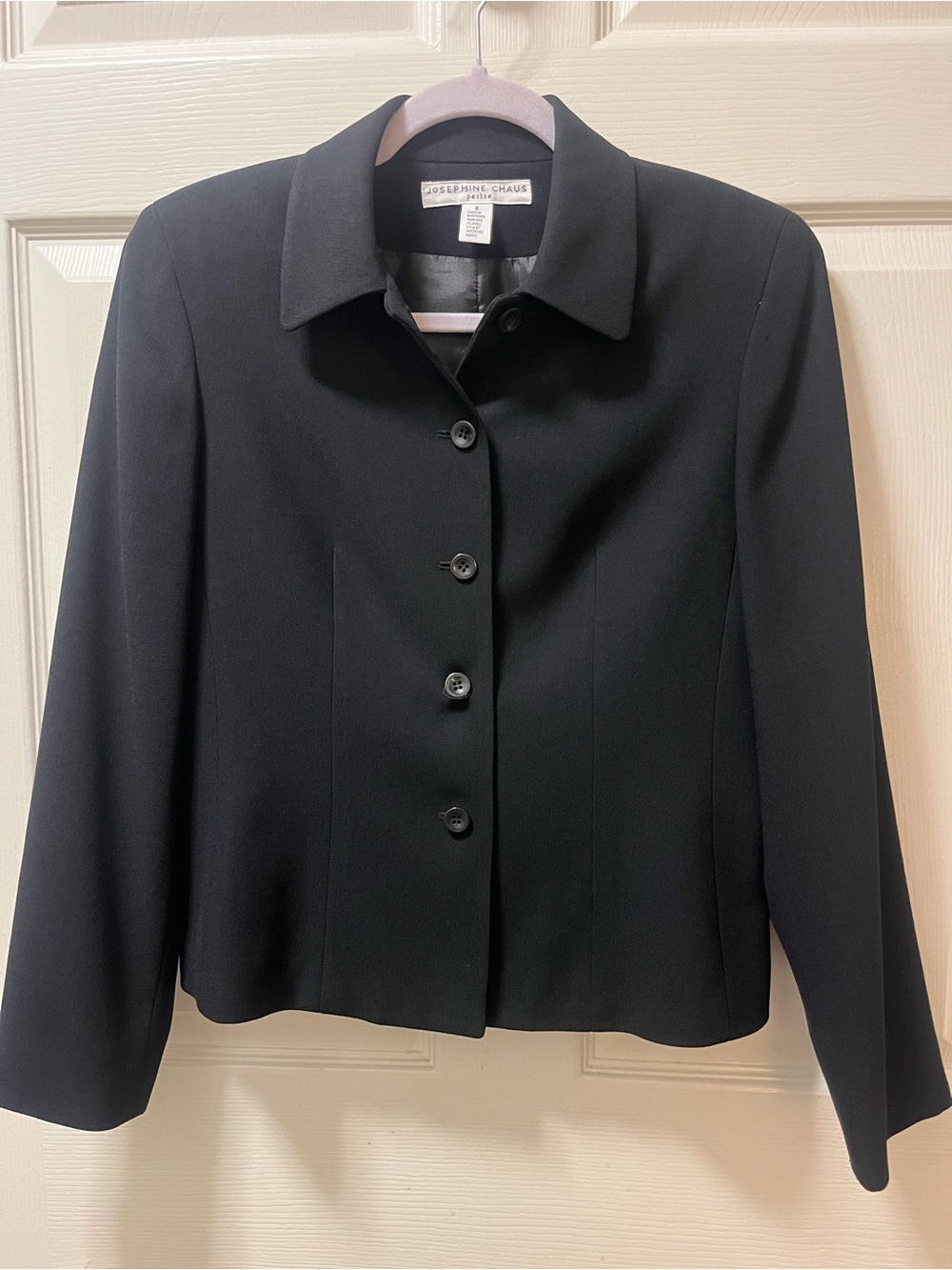 Josephine Chaus Petite 8 Black Button Front Career Blazer Jacket Lined Classic - Picture 2 of 10